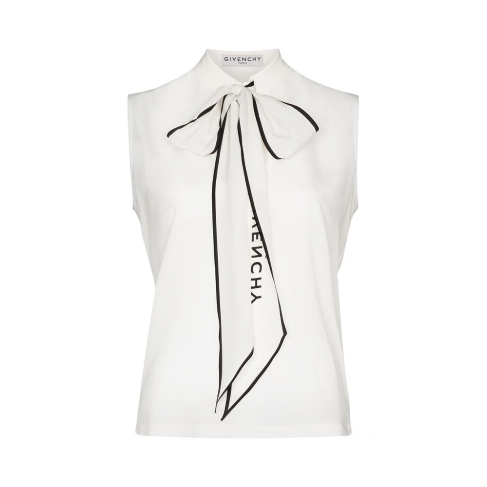 Givenchy Pussybow Logo Print Sleeveless Blouse New With Tags Retails $1,165 NWT
